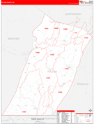 Fulton County, PA Digital Map Red Line Style