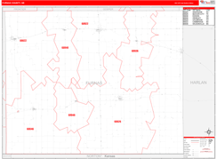 Furnas County, NE Digital Map Red Line Style