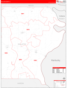 Gallatin County, IL Digital Map Red Line Style