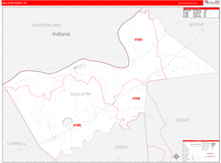 Gallatin County, KY Digital Map Red Line Style