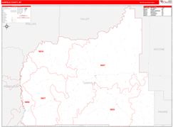 Garfield County, MT Digital Map Red Line Style