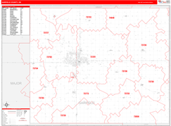 Garfield County, OK Digital Map Red Line Style