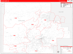 Garland County, AR Digital Map Red Line Style