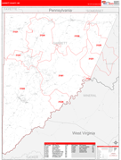 Garrett County, MD Digital Map Red Line Style