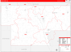 Garvin County, OK Digital Map Red Line Style