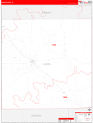 Garza County, TX Digital Map Red Line Style