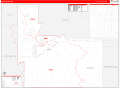 Geary County, KS Digital Map Red Line Style