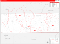 Geneva County, AL Digital Map Red Line Style