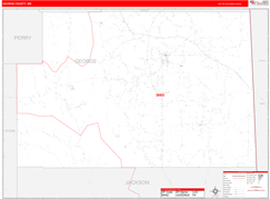 George County, MS Digital Map Red Line Style
