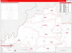 Gibson County, IN Digital Map Red Line Style