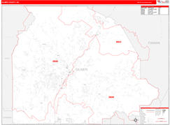 Gilmer County, GA Digital Map Red Line Style
