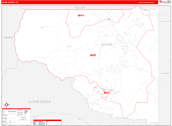 Gilpin County, CO Digital Map Red Line Style