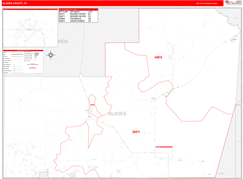Glades County, FL Digital Map Red Line Style