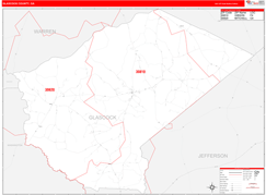 Glascock County, GA Digital Map Red Line Style