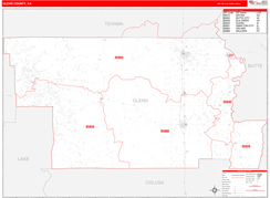 Glenn County, CA Digital Map Red Line Style