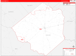 Goliad County, TX Digital Map Red Line Style