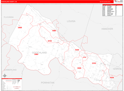Goochland County, VA Digital Map Red Line Style