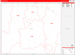 Gove County, KS Digital Map Red Line Style