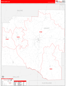 Grant County, AR Digital Map Red Line Style