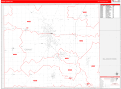 Grant County, IN Digital Map Red Line Style