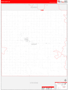 Grant County, KS Digital Map Red Line Style