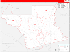 Grant Parish (County), LA Digital Map Red Line Style