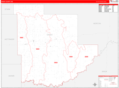 Grant County, ND Digital Map Red Line Style