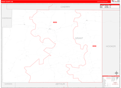 Grant County, NE Digital Map Red Line Style