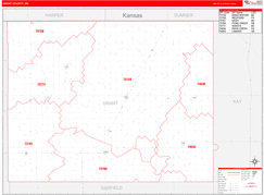 Grant County, OK Digital Map Red Line Style