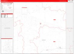 Gray County, TX Digital Map Red Line Style