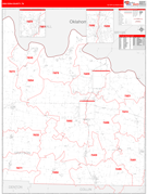 Grayson County, TX Digital Map Red Line Style