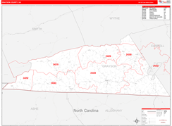 Grayson County, VA Digital Map Red Line Style