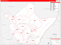 Greenbrier County, WV Digital Map Red Line Style