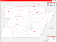 Greene County, AR Digital Map Red Line Style