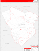 Greene County, GA Digital Map Red Line Style