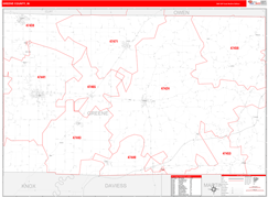 Greene County, IN Digital Map Red Line Style