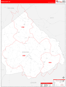 Greene County, NC Digital Map Red Line Style