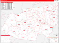 Greene County, NY Digital Map Red Line Style