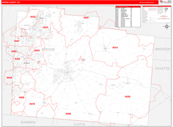 Greene County, OH Digital Map Red Line Style