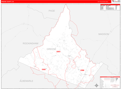 Greene County, VA Digital Map Red Line Style