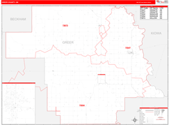 Greer County, OK Digital Map Red Line Style