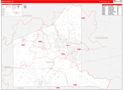 Gregg County, TX Digital Map Red Line Style