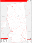 Grimes County, TX Digital Map Red Line Style