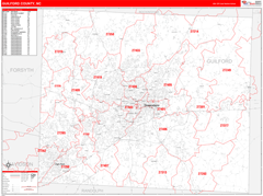 Guilford County, NC Digital Map Red Line Style