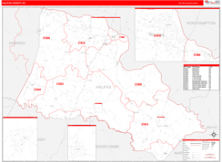 Halifax County, NC Digital Map Red Line Style