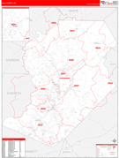 Hall County, GA Digital Map Red Line Style