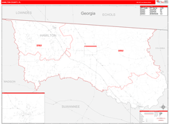 Hamilton County, FL Digital Map Red Line Style