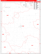 Hamilton County, IL Digital Map Red Line Style