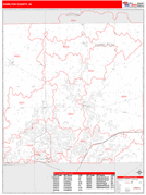 Hamilton County, IN Digital Map Red Line Style