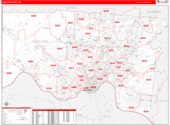 Hamilton County, OH Digital Map Red Line Style